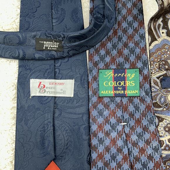 Lot of 4 neckties - bundle of blue and brown ties - vintage mixed lot - Picture 3 of 10